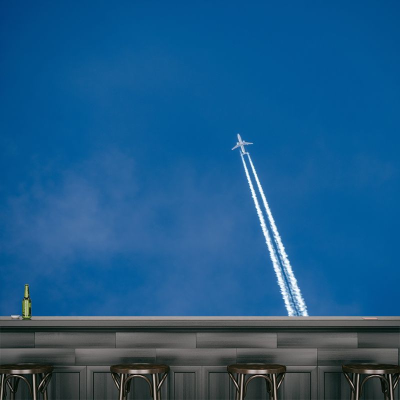 Modern Style Airplane Mural Decal Water Resistant Decor for Meeting Room