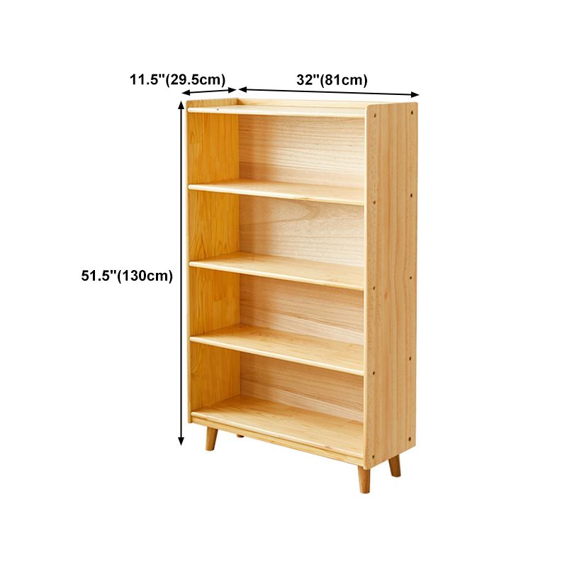 Contemporary Pine Solid Wood Bookcase Closed Back Bookshelf for Home