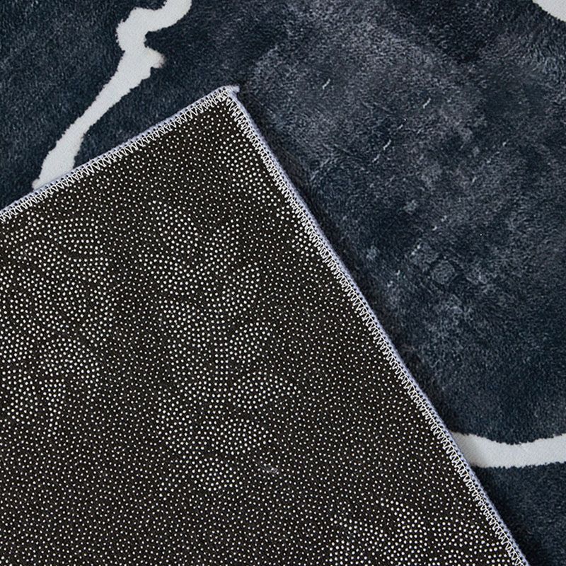 Contemporary Blue Tone Rug Contrast Panel Rug Polyster Stain Resistant Carpet for Living Room