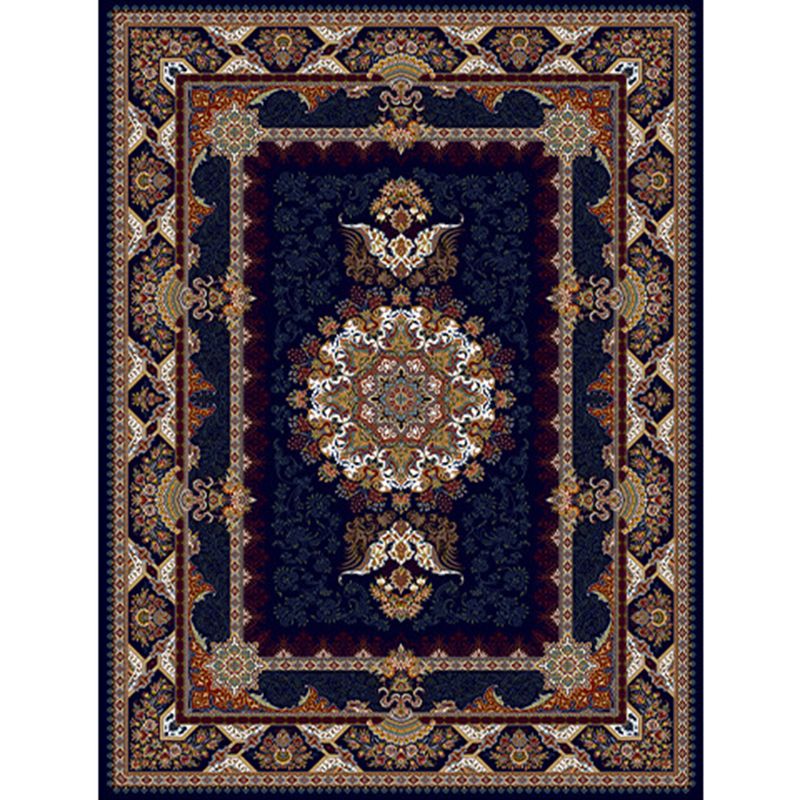 Multicolor Tribal Symbols Rug Moroccan Polyester Carpet Anti-Slip Backing Area Rug for Living Room