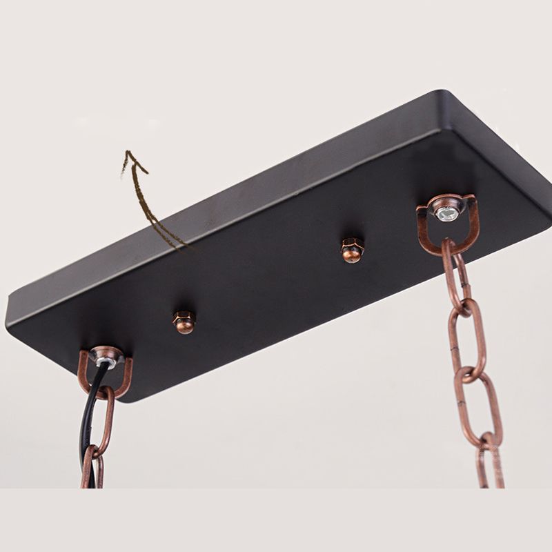 Araña colgante de madera industrial de 6 luces lámpara colgante de techo para barra