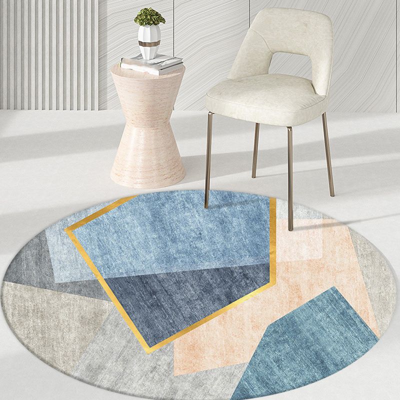 Light Gray Casual Area Rug Polyester Graphic Rug Non-Slip Backing Rug for Living Room