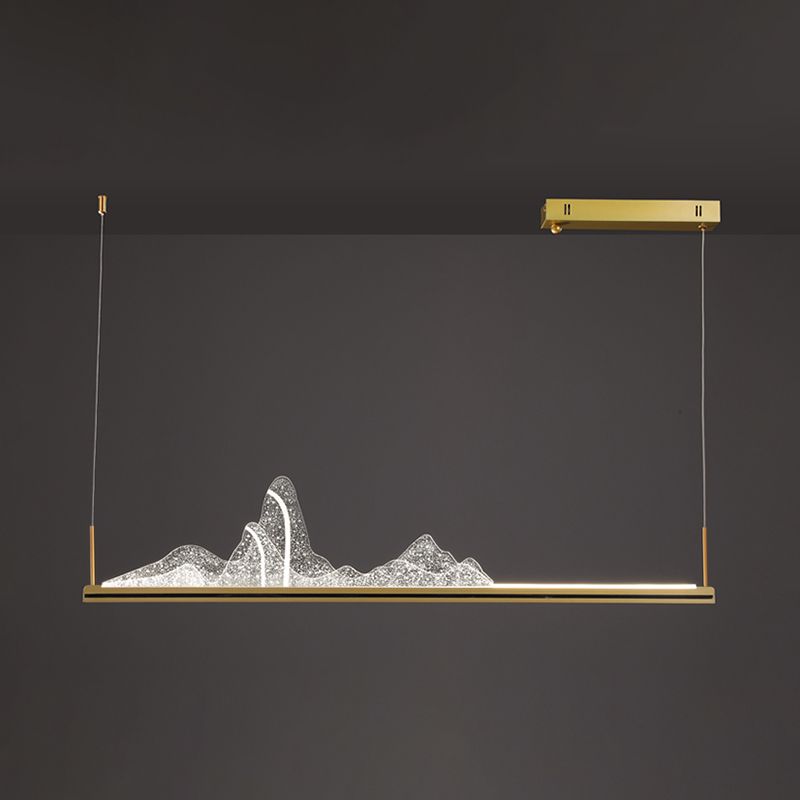 Modern Style Linear Shape Island Lighting Idea Metal 1 Light Island Pendant in Gold