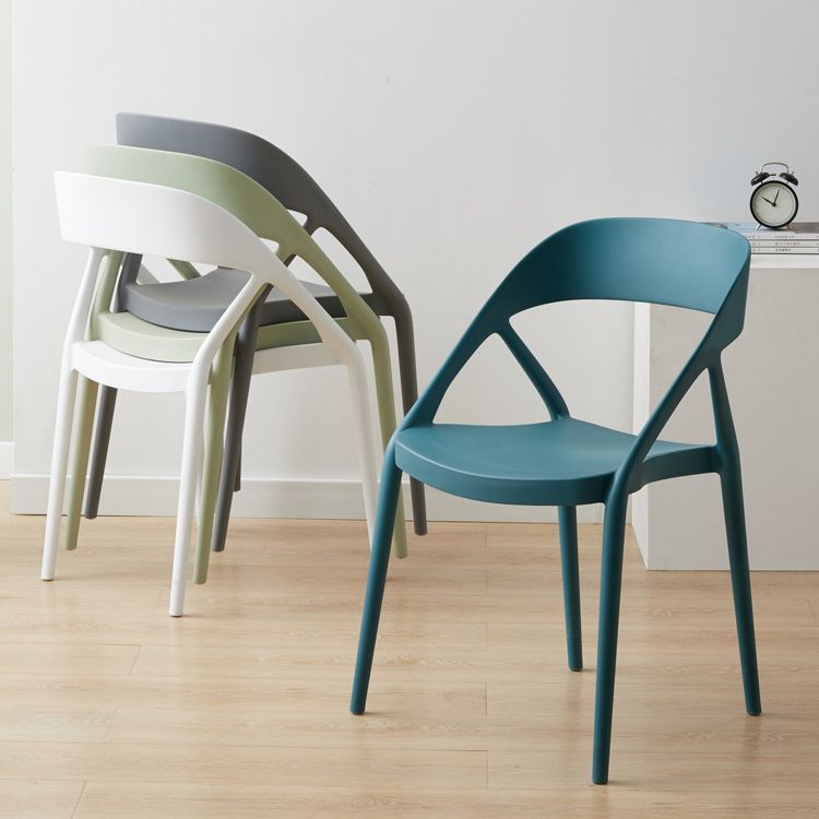 Scandinavian Plastic Stacked Side Chair Open Back Dining Side Chair for Home Use
