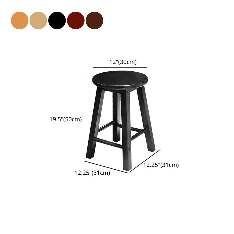 Modern Armless Backless Counter Stool Wood Cafe Bar Stool with Pedal and Wooden Seat