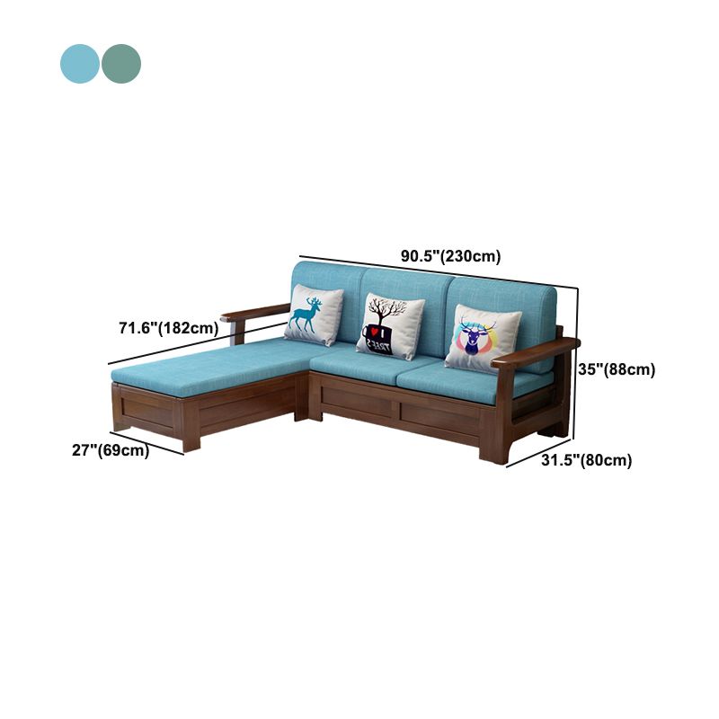 Nordic Fabric Living Room Sofa Chaise Square Arm Cushions Sofa Bed