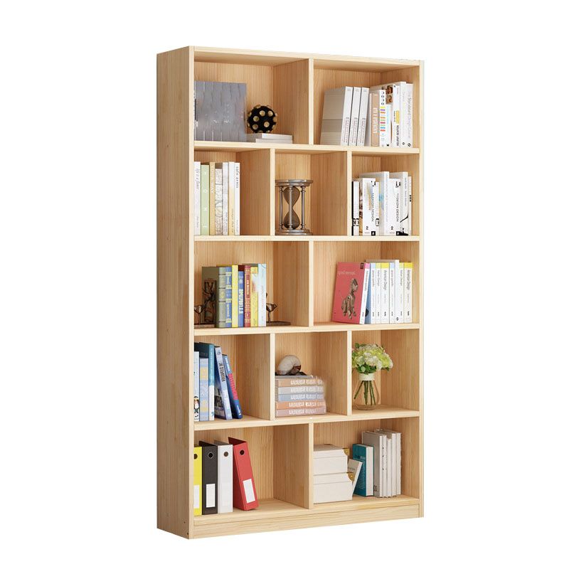 Scandinavian Vertical Standard Bookshelf Natural Pine Wood Bookshelf for Home