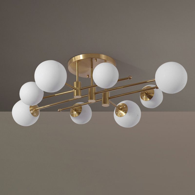 Glass Bubble Semi Mount Lighting Minimalist Style Semi Flush Ceiling Light in Gold