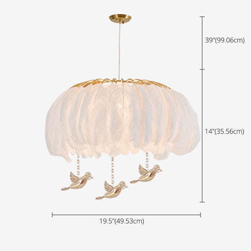 Koepelvormige hanglamp armatuur Noordse stijl veren slaapkamer kroonluchter hanglampje