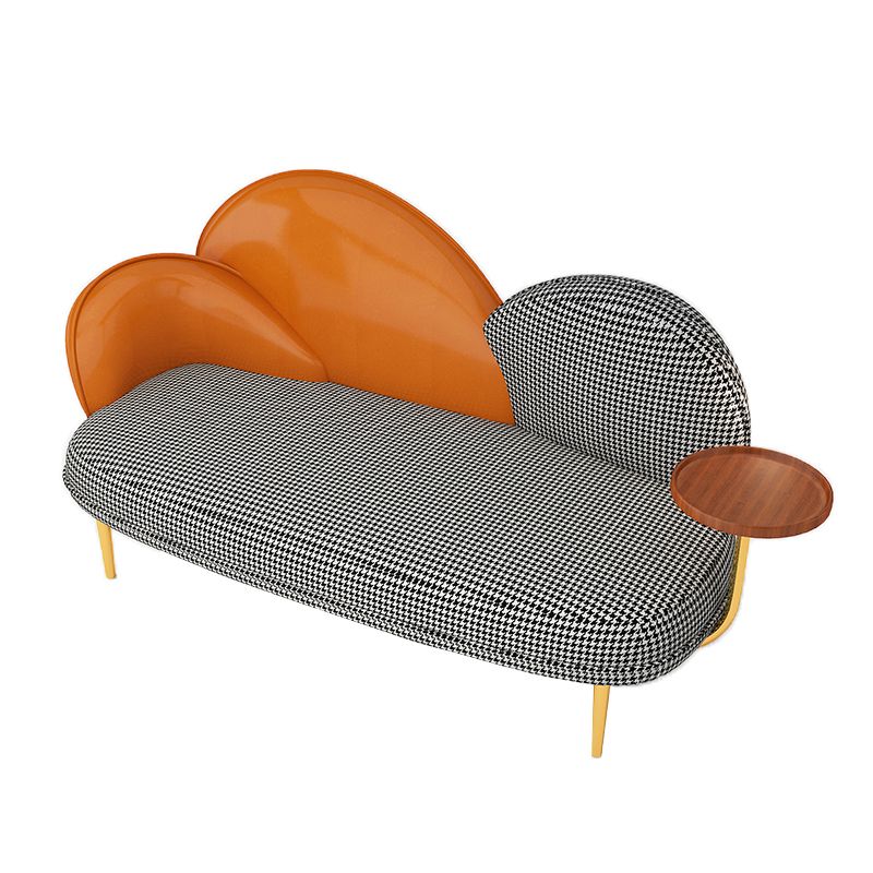 Contemporary Curved Sofa Sloped Arm Sofa with Storage Tray for Living Room