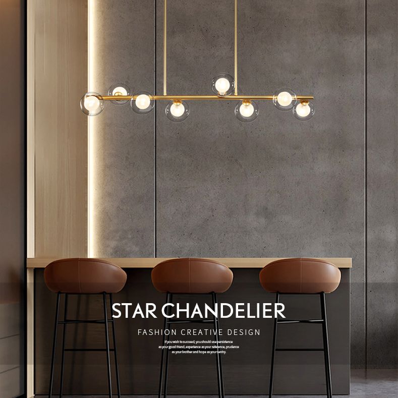 Orb Glass Shade Island Light Fixture Modern Style Metal Hanging Ceiling Lamp for Kitchen Dining Room