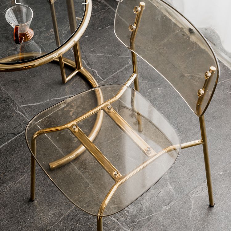 Glam Style Plastic Dining Armless Chairs Stacking Open Back Dining Chair