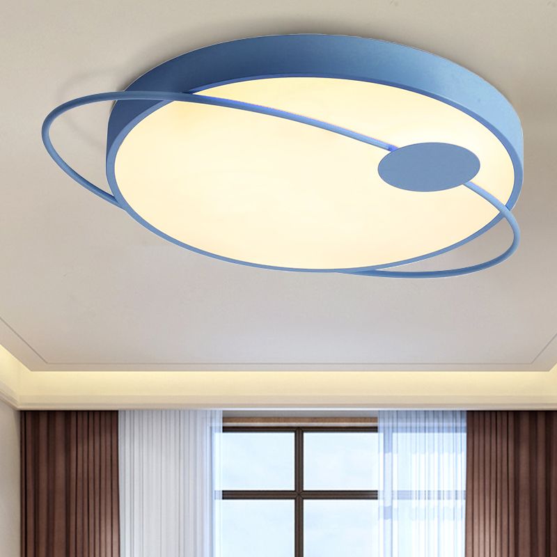 18 "/21.5" /25.5 " W Round Ceiling Flush Mount Nordic Style Acrylique DEL Blue / Pink Flush Light Fixture in Warm / White Light