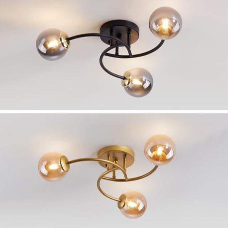 Modern Spherical Ceiling Mount Light Fixture Glass Ceiling Light