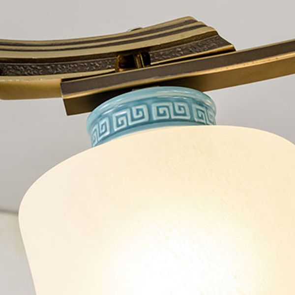 Modern Style Cylindrical Shape Island Lights White Glass 3 Light Island Lighting in Bronze