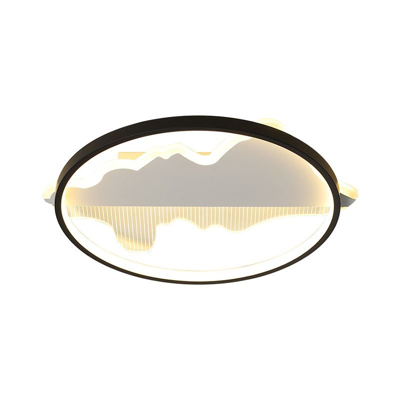 Plafoniera da incasso rotonda in bianco/nero Lampada da incasso a LED moderna in metallo con luce calda/bianca, larghezza 9,5"/16,5"/20,5"