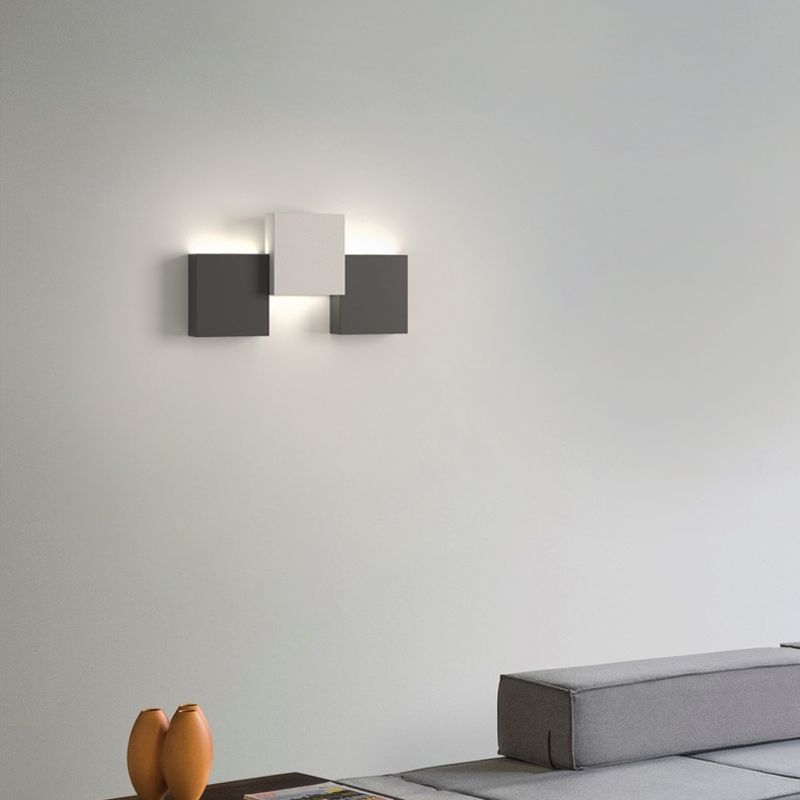 Modern Metal Wall Sconce Square Shape Wall Light with Silicone Shade for Bedroom
