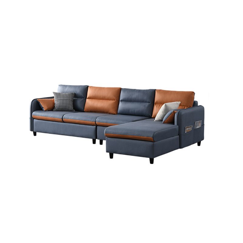 L-Shape Storage Sectional Stain-Resistant Sofa with Chaise for Four People