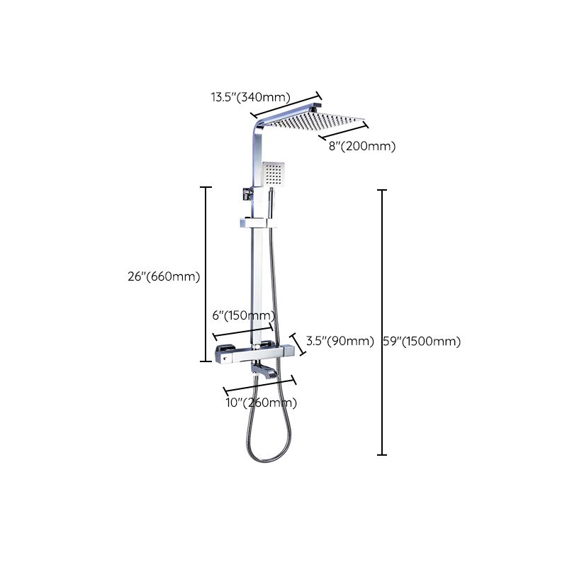 Modern Shower System Slide Bar Dual Shower Head Thermostatic Wall Mounted Shower Set