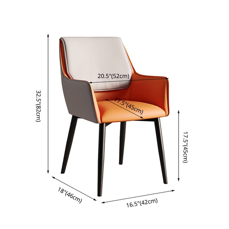 Home Contemporary Arm Chair Parsons Back Metal Dining Room Chair with Cushion