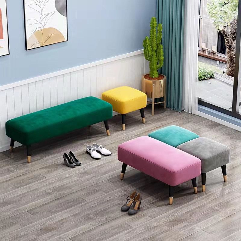 Square Glam Ottoman Water Resistant Pure Color Genuine Leather Cube Ottoman