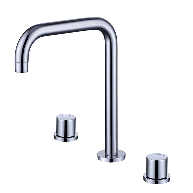 Circular 2-Handle Bathroom Faucet with Copper 3-Hole Widespread Bathroom Sink Faucet