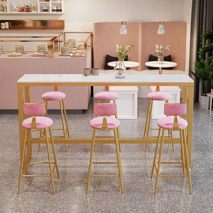 Rectangle Bar Table and Stools 1/4/7 Pieces Sintered Stone Bar Table with Low Back Stools