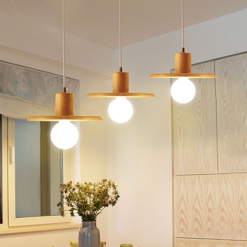 Dekselvormig hangend licht modern houten 3 bollen eetkamer multi -light kroonluchter