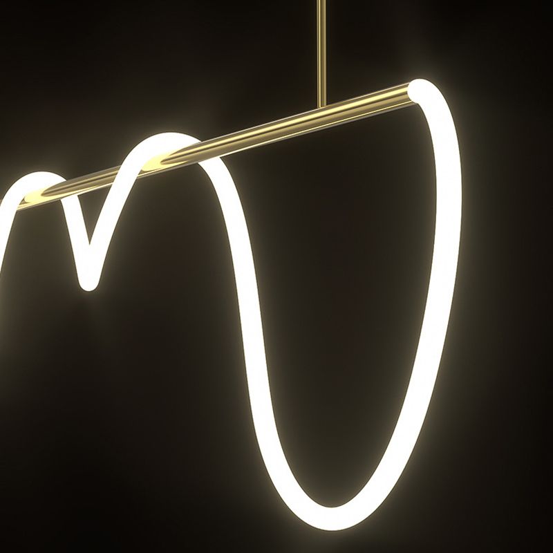 Linear Shape Chandelier Lighting Modern Style Metal 1 Lights Island Lamps in Gold