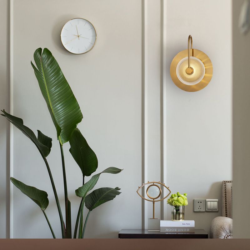 Luz de la pared de la campana Luz de luz poste de vidrio verde/claro verdes modernos lámpara de pared de latón de 1 luces