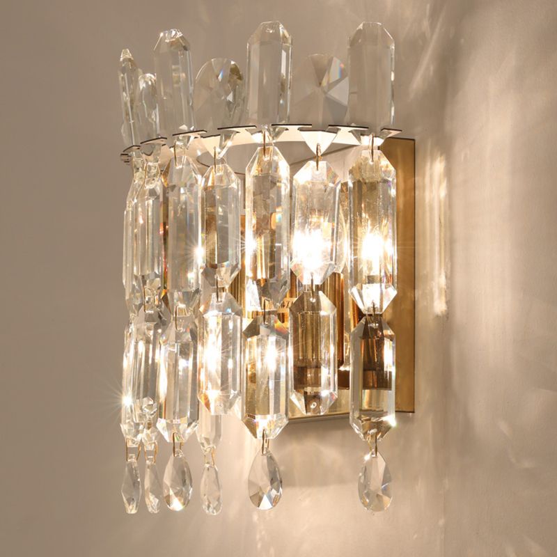 Lampada da parete in oro in cristallo nella moderna sconde da parete a 2 luci di metallo elettroplate artistico