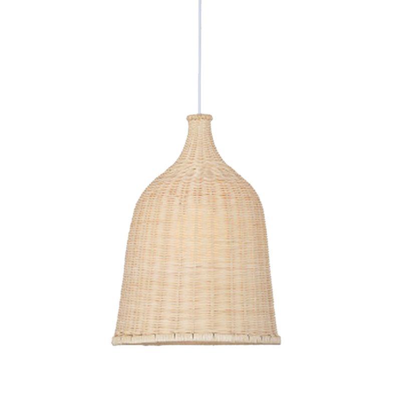 Handwoven Dome Pendant Light Fixture Chinese Bamboo Single Bulb Ceiling Light for Dining Table