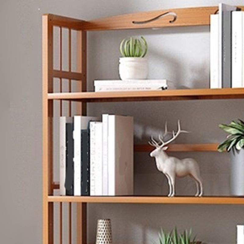 Modern Vertical Bamboo Shelf Etagere Espresso Shelf Bookcase for Bedroom
