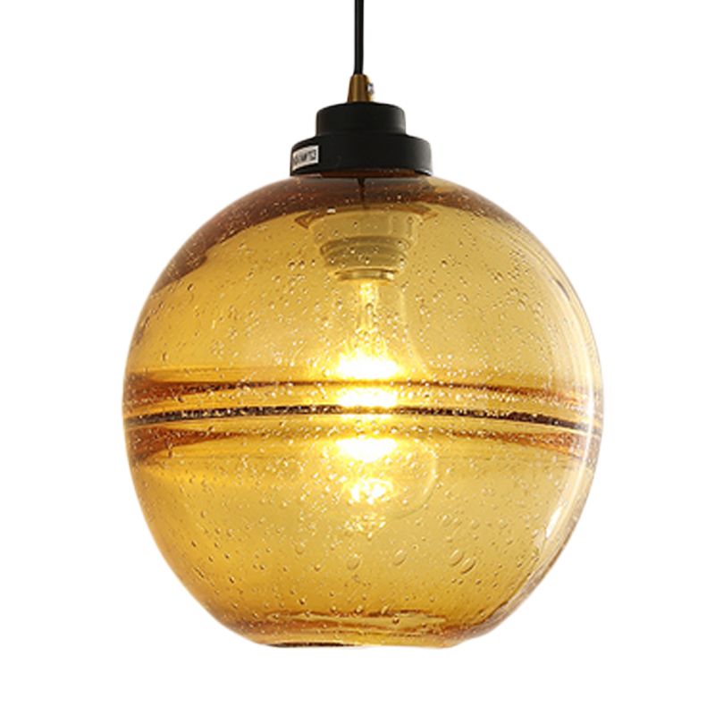 Suspension à balle noire Lumière moderne 1 tête fumée gris verre bulle suspension