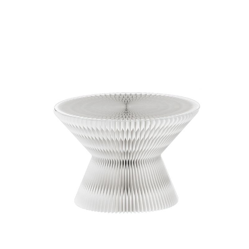 Contemporary Round Side Table, Antique Finish Top and Drum Base Side Table