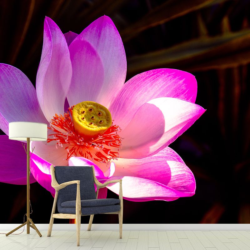 Lotus Flower Wall Mural Moisture Resistant Wall Decor for Sleeping Room