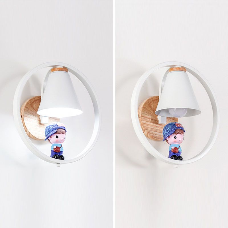 Lampada a parete conica Nordica Metal 1 testa da letto per bambini Montaggio montato sulla lettura con arredamento giocattolo