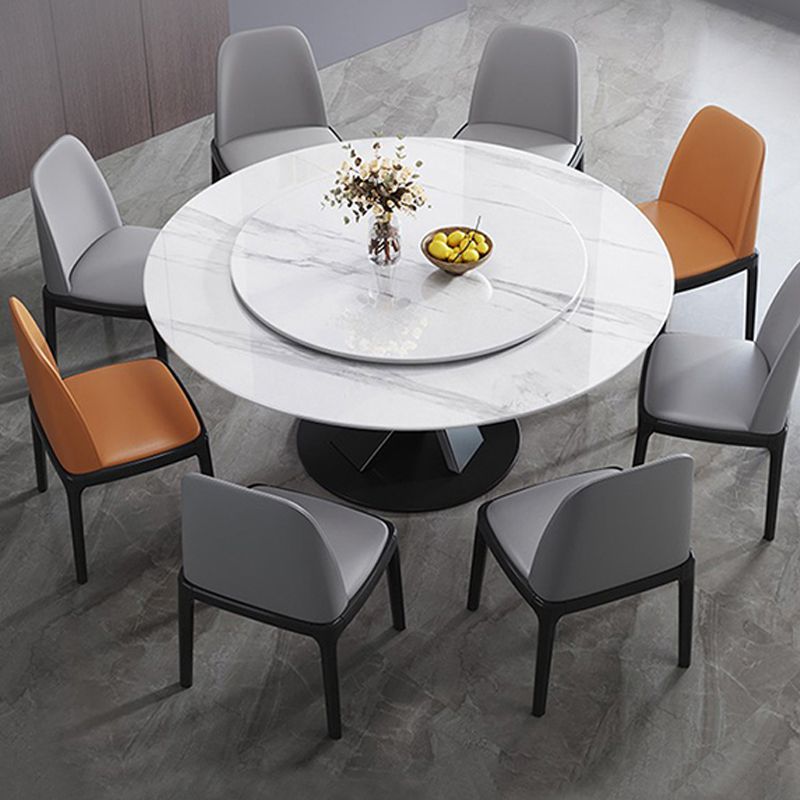 Modern Round Table Sintered Stone Dining Table with Turntable for Home