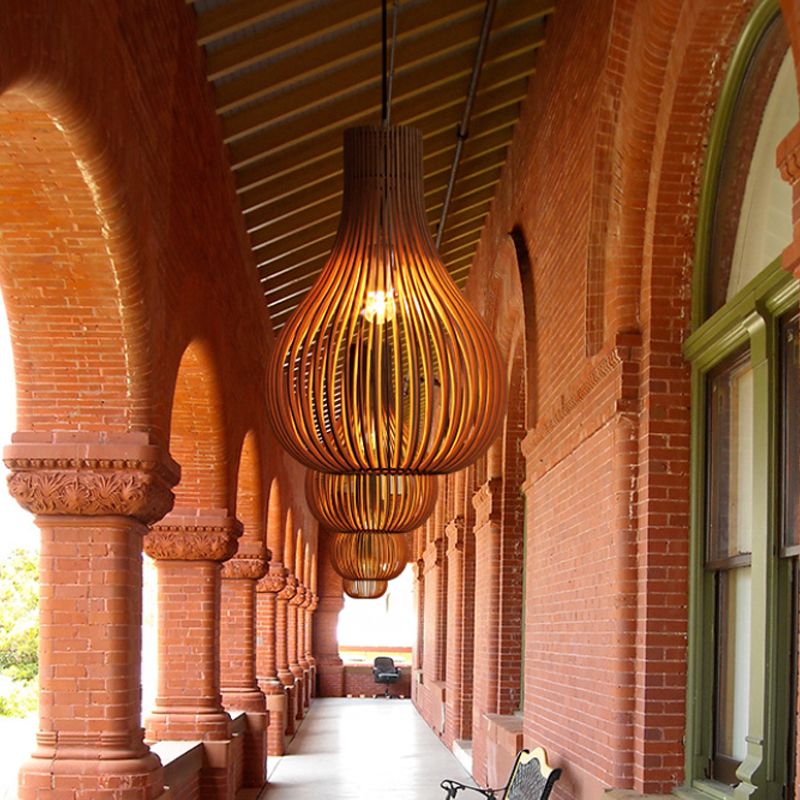 Luz colgante de madera moderna y ajustable forma de lágrima de lágrima de techo