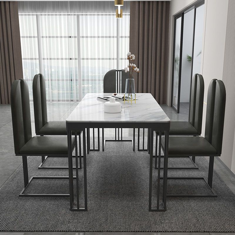 Modern 1/2/6/7 Pieces Dinette Set with White Sintered Stone Top Rectangle Dining Table Set