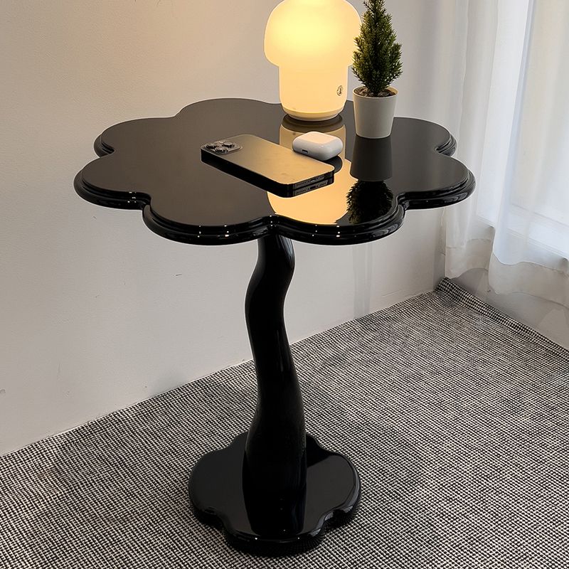 Contemporary Wood Side Table with Cloud Shap Top and 1 Leg Base