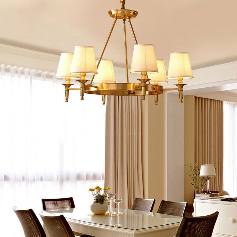 Gold Copper Pendant Light in Traditional Classic Style Fabrics Sputnik Hanging Light for Living Room