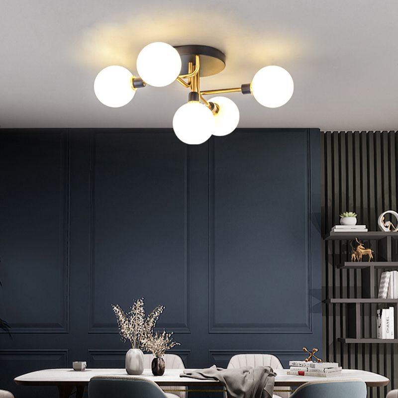 Sphère de verre plafond luxrat à luminaliste de style minimaliste semi-luminaire