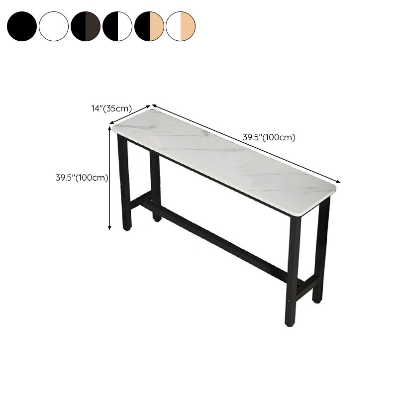 Modern Wooden Bistro Bar Table Rectangle Metal Base Bar Table