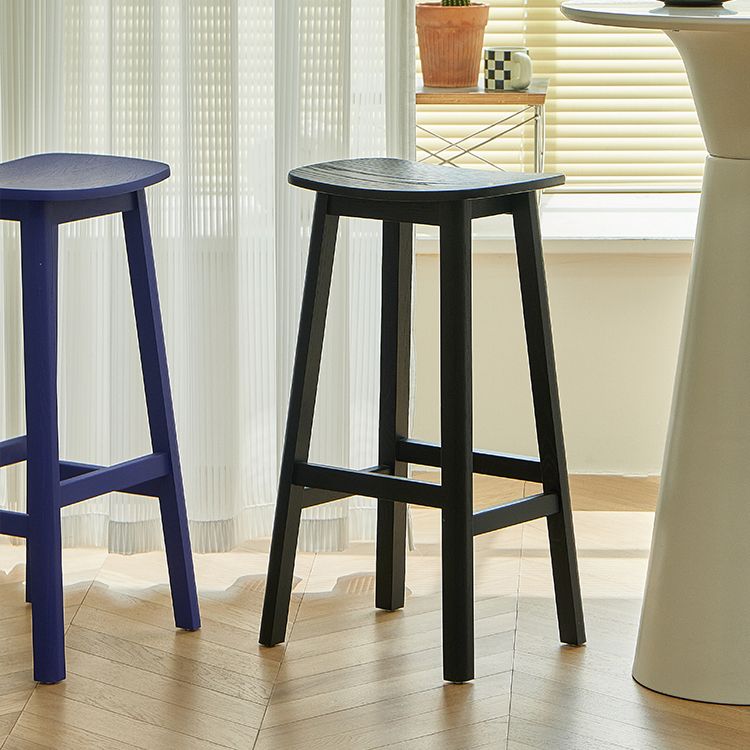 Contemporary Ash Wood Contoured Seat Indoor Armless Bar Stools