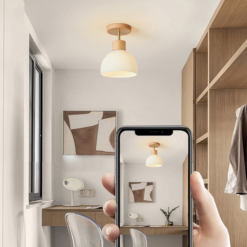 White Shaded Ceiling Light Modern Flush Mount Lighting for Foyer