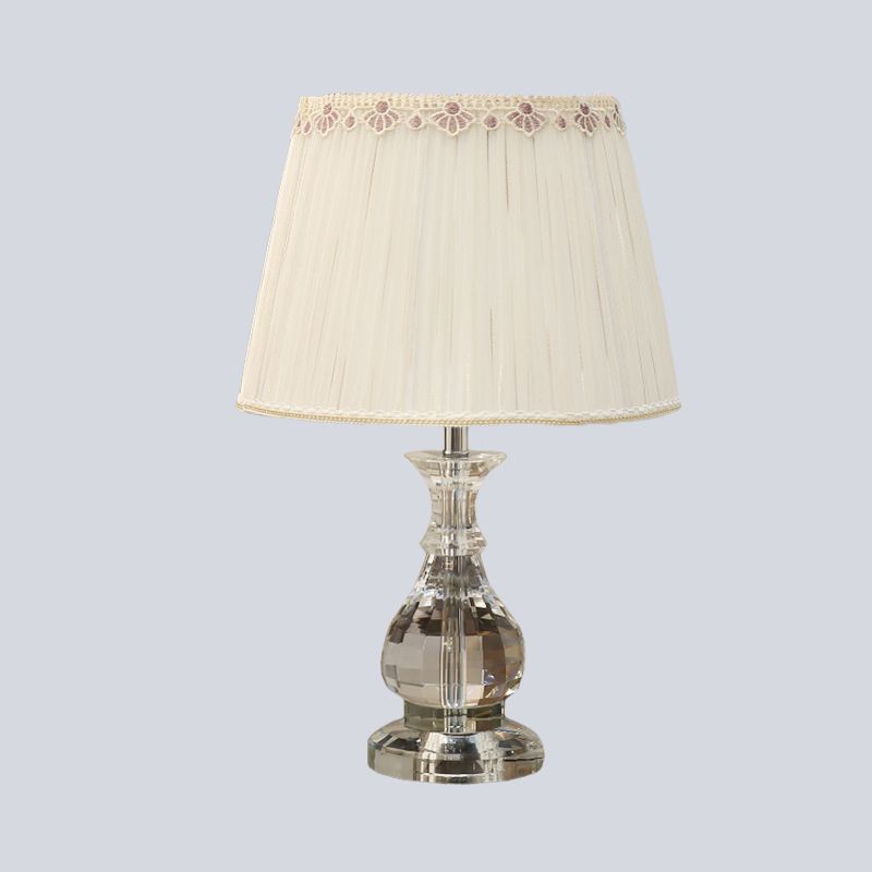 1 tête de tâche courbée légère modernisme lampe à lecture en cristal coupé à la main en beige pour chambre à coucher