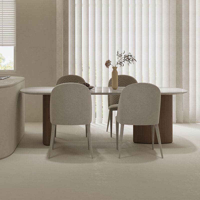 Modern Dining Set 1/5 Pcs Marble Dining Table with Upholstered Chairs