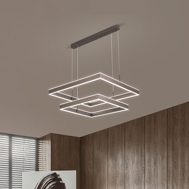 2/3/4 TIERS vierkante woonkamer kroonluchter acryl minimalistische led suspensie hanger in koffie, warm/wit licht