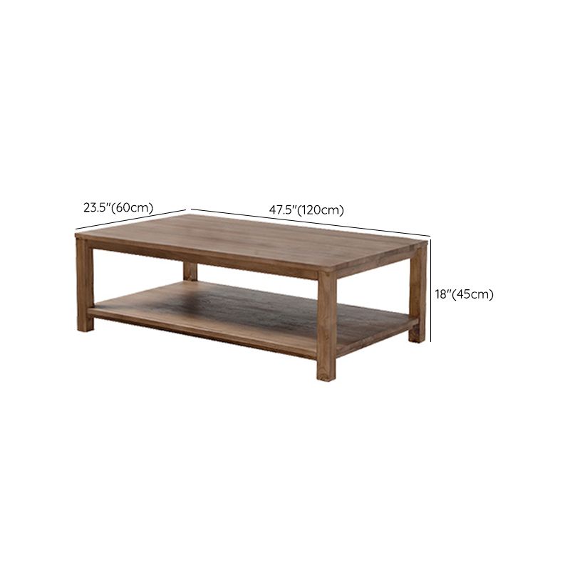 17"H Contemporary Coffee Table Solid Wood Coffee Cocktail Table with Storage